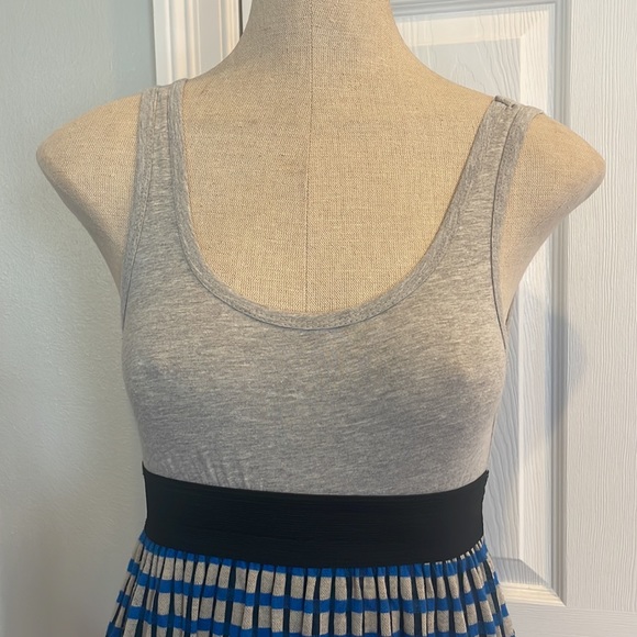 Twnntyone Dress mini blue black gray plaid Sleeveless womens size M rayon cotton - Picture 2 of 16